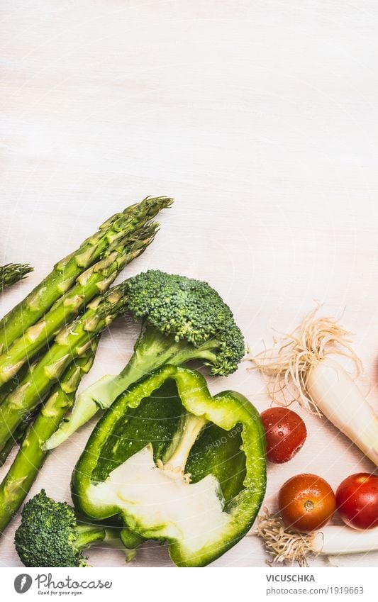 Asparagus with vegetables on a white background Food Vegetable Nutrition Organic produce Vegetarian diet Diet Style Design Healthy Healthy Eating Life Nature