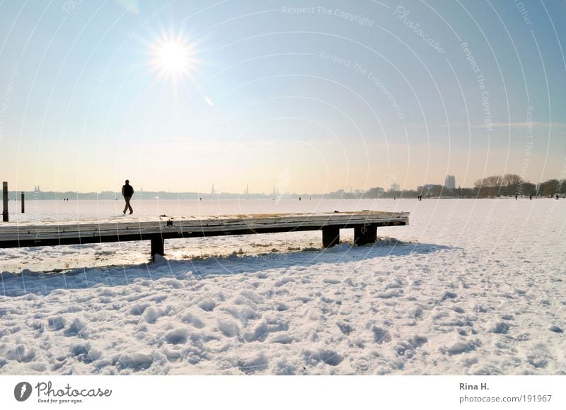 Going above water in the most beautiful city in the world... 1 Human being Nature Water Sky Cloudless sky Sunlight Winter Climate change Beautiful weather Ice