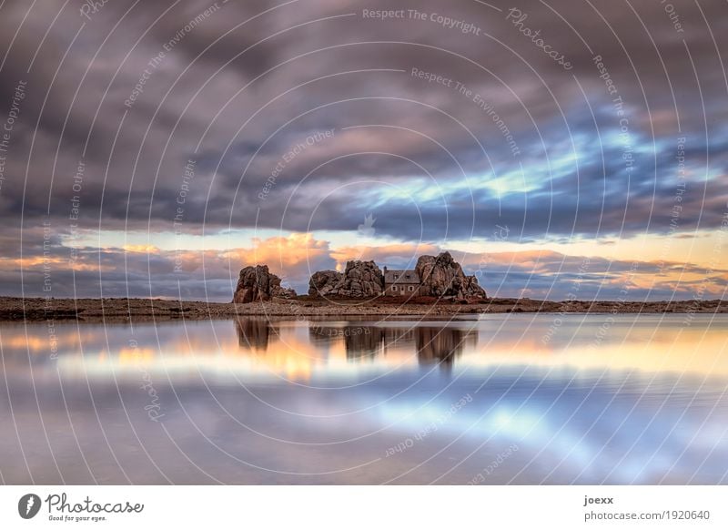 Lonely house on the water between big rocks Safety House (Residential Structure) Idyll Dream house tranquillity Loneliness seclusion stability pretty Large