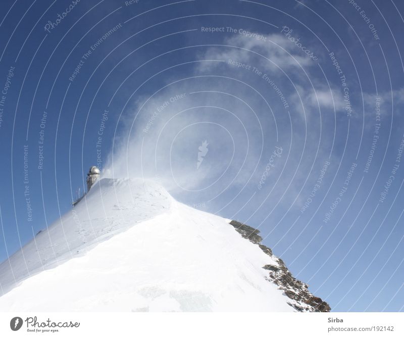 snow blower Environment Winter Beautiful weather Snow Alps Mountain Peak Snowcapped peak Freeze Glittering Illuminate Vacation & Travel Large Blue White