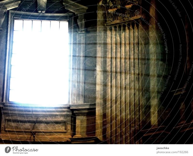 enlightenment Church Dome Castle Window Dark Bright Hope Mysterious Belief Religion and faith Death Lighting Column Grating God Illuminate Respect