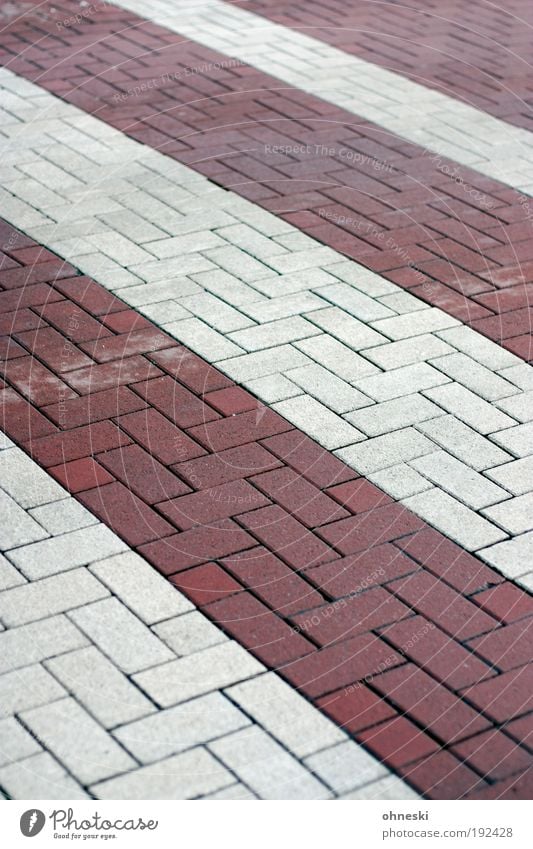 street art Small Town Transport Traffic infrastructure Road traffic Motoring Bus travel Pedestrian Street Zebra crossing Stone Red White Paving stone Brick