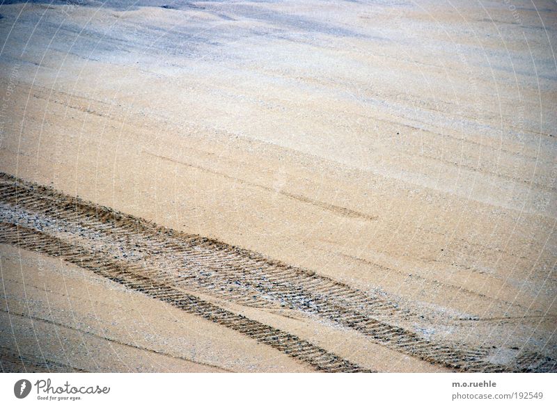 where you don't feel a trace Landscape Sand building sand Structures and shapes Esthetic Dirty Gloomy Dry Change levelled Bulldozer Road sign Destruction Plain