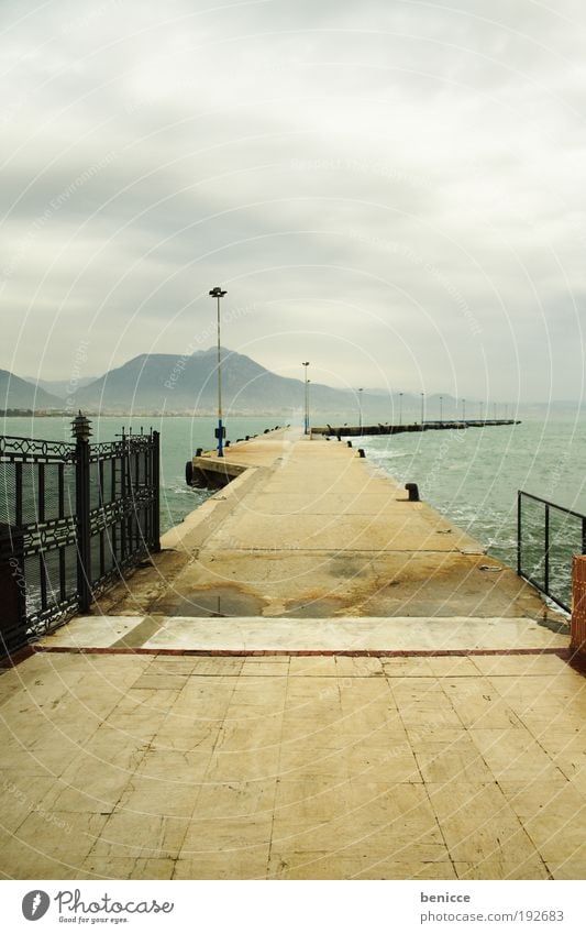 footbridge Footbridge Jetty Corridor Ocean Water Clouds Empty Deserted Loneliness Architecture Turkey Alanya Lanes & trails Harbour Lantern Nature Construction