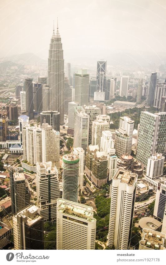 Kuala Lumpur Town Capital city Downtown Skyline Populated House (Residential Structure) High-rise Bank building Manmade structures Building Gray Malaya