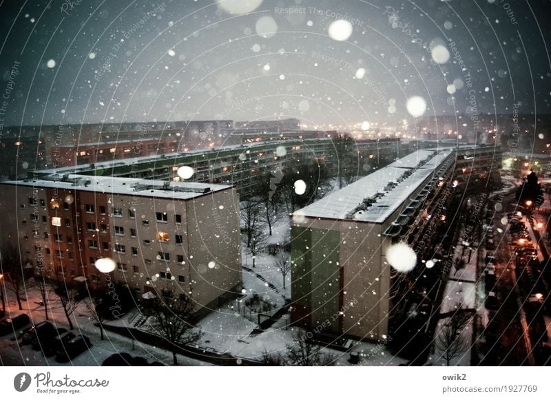 continuous irrigation Environment Nature Sky Horizon Winter Beautiful weather Snow Snowfall Bautzen Lausitz forest Germany Small Town Outskirts Populated