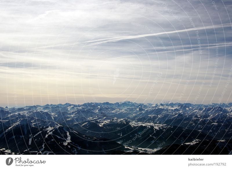 Rough Sea Winter Skis Nature Landscape Sky Clouds Horizon Snow Alps Mountain Peak Snowcapped peak Glacier Far-off places Blue Longing Wanderlust Infinity