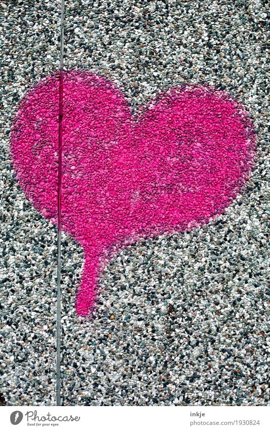 Heart on stone Lifestyle Deserted Wall (barrier) Wall (building) Facade Stone Sign Graffiti Pink Red Emotions Spring fever Love Infatuation Romance Colour photo