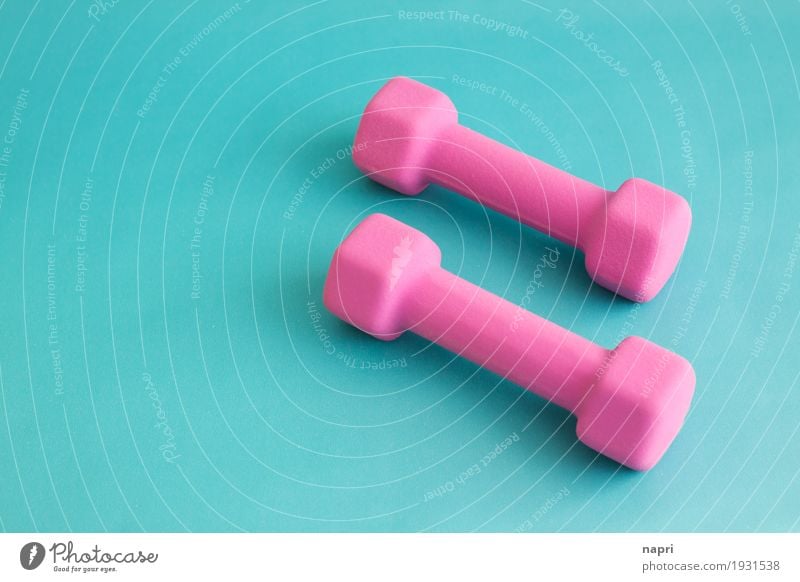 Good resolutions Sports Fitness Sports Training Dumbbell Diet Healthy Athletic Pink Turquoise Willpower Beginning Effort Movement Performance Good intentions