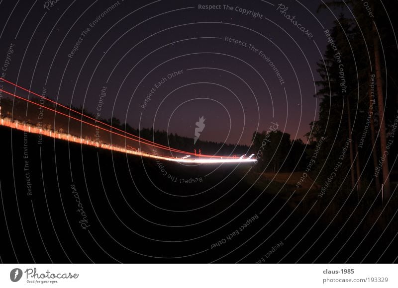 At night on the motorway Art Transport Traffic infrastructure Logistics Motoring Highway Car Truck Brown Red Black White Colour photo Exterior shot Experimental