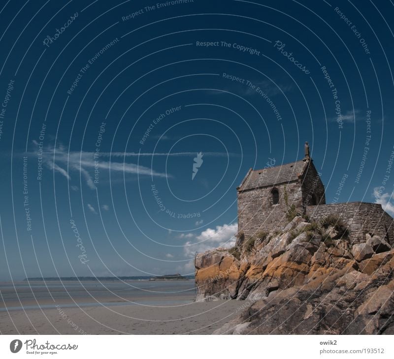 St. Aubert Environment Nature Landscape Sand Water Sky Cloudless sky Horizon Summer Climate Beautiful weather Coast Ocean Atlantic Ocean Low tide Mont St.Michel