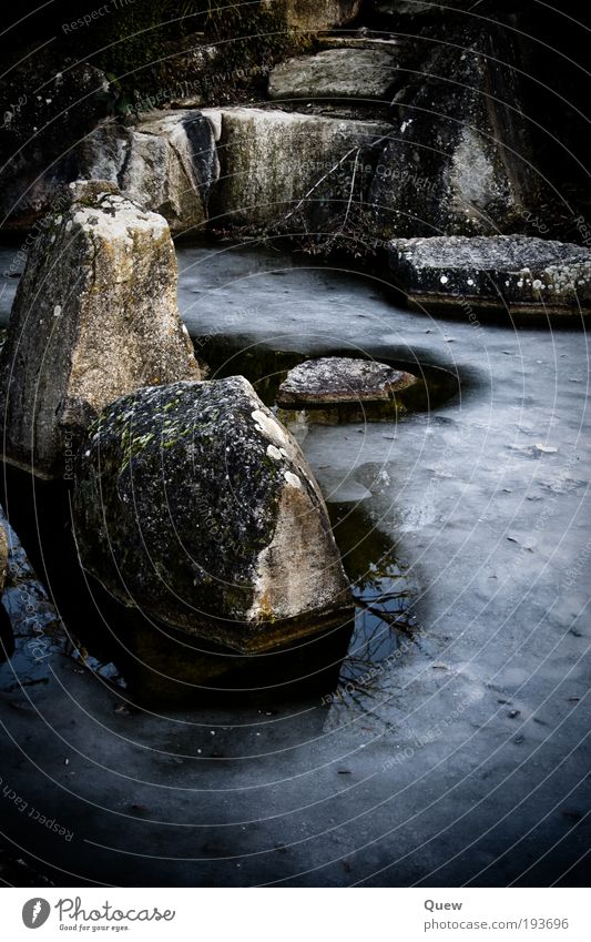 iced Environment Nature Winter Ice Frost Park Stone Sharp-edged Cold Gloomy Frozen Colour photo Exterior shot Deserted Day