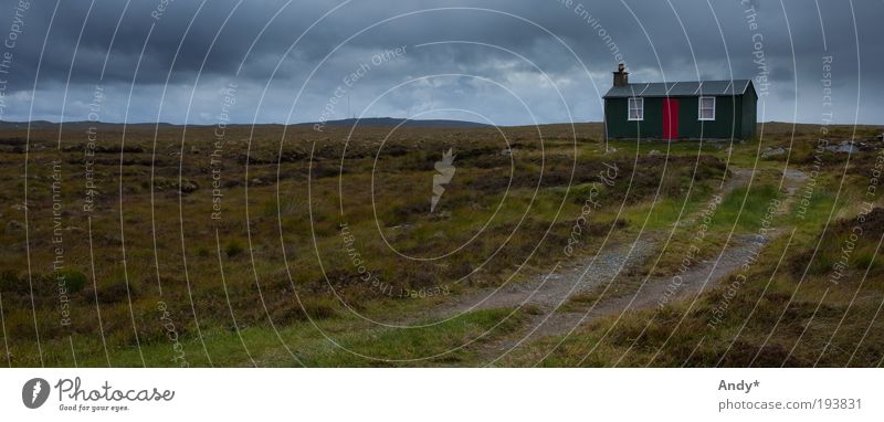 solitariness Vacation & Travel Far-off places Island Scotland isle of Lewis Nature Landscape Sky Clouds Horizon Bad weather Rain Plant Grass Bog Marsh