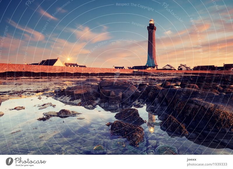 Where we are Water Sky Beautiful weather Rock Coast Beach France Lighthouse Wall (barrier) Wall (building) Old Large Tall Maritime Multicoloured Safety