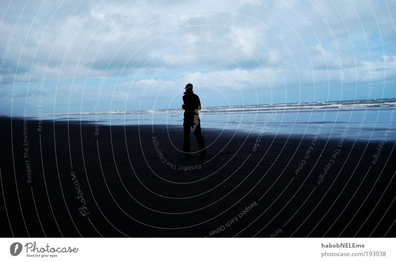 running on the beach, new zealand Happy Beach Ocean Waves Jogging Masculine 1 Human being Nature Water Sky New Zealand Walking Blue Moody Calm Contentment