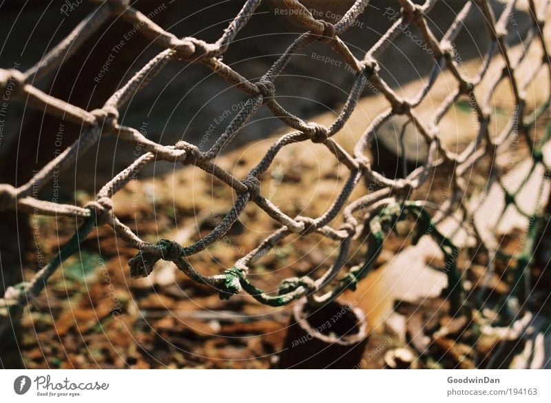 Analogous courage to fill the gap Net Wreck Discover Relaxation Hang Old Sharp-edged Broken Colour photo Exterior shot Twilight Shallow depth of field