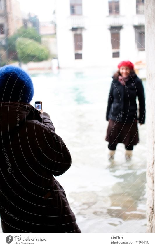 High Noon Water Beautiful weather Venice House (Residential Structure) Facade Cap Hip & trendy Posture duel Take a photo Flood Deluge Rubber boots High tide