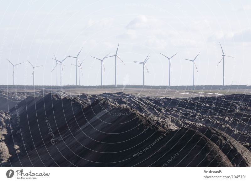 alternatives Industry Energy industry Renewable energy Wind energy plant Coal power station Environment Landscape Sand Sustainability Gray Soft coal mining