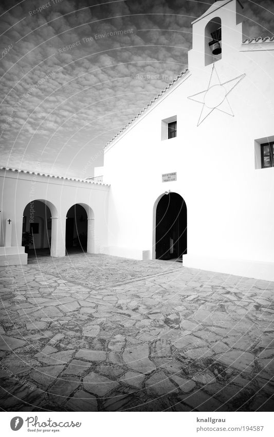 churchyard Village Religion and faith Church bell Prayer Church service Sky Stone floor Courtyard Vignetting church wall Hope Compassion To console Soul