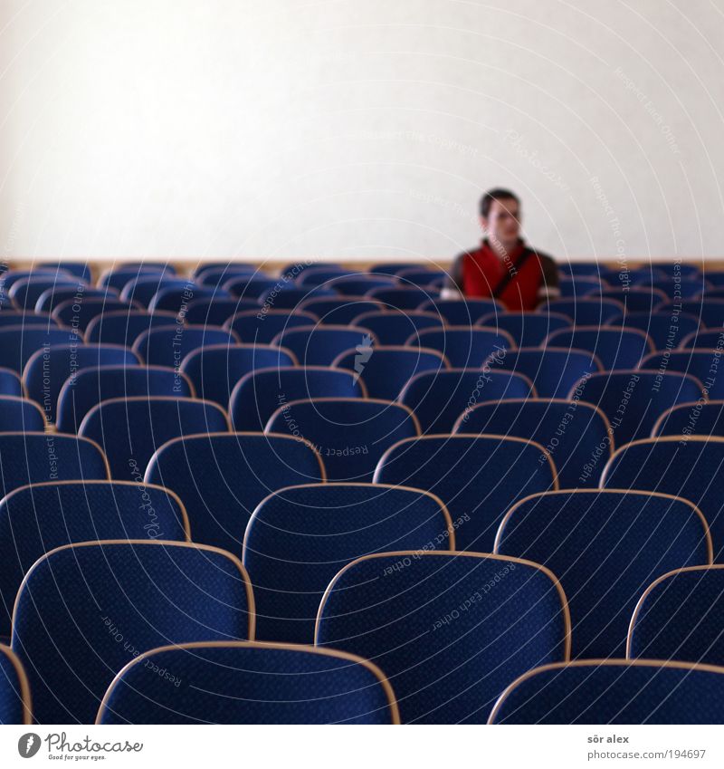 staggered Chair Hall Human being Masculine Man Adults 1 Sweater Sit Sadness Wait Gloomy Brown Red Patient Calm Lovesickness Longing Disappointment Loneliness