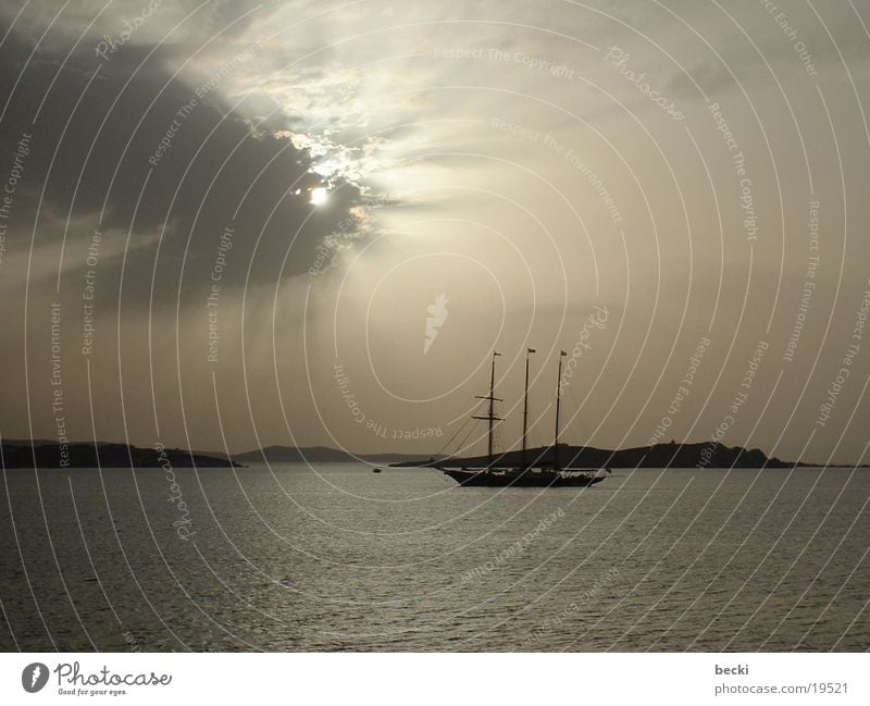 Ship in backlight Watercraft Ocean Back-light Dark Europe