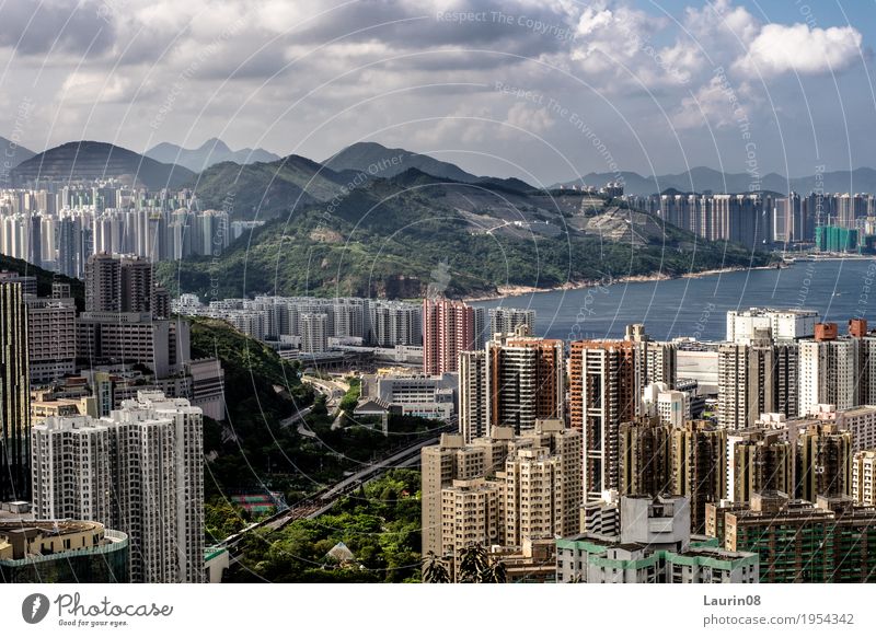 Hong Kong hills Calm Vacation & Travel Far-off places Freedom Summer Ocean Mountain Environment Landscape Plant Sky Forest Hill Hongkong China Asia Town