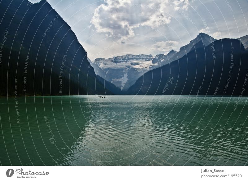 Lake Louise Environment Nature Landscape Water Sky Clouds Sun Sunlight Summer Waves Canada Mountain Rocky Mountains Alberta Colour photo Exterior shot Day Light