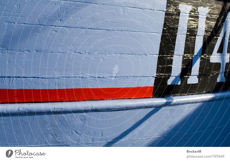 II4 Navigation Fishing boat Wood Work and employment Red Black White Calm Diligent Colour photo Exterior shot Morning Light Shadow Long shot