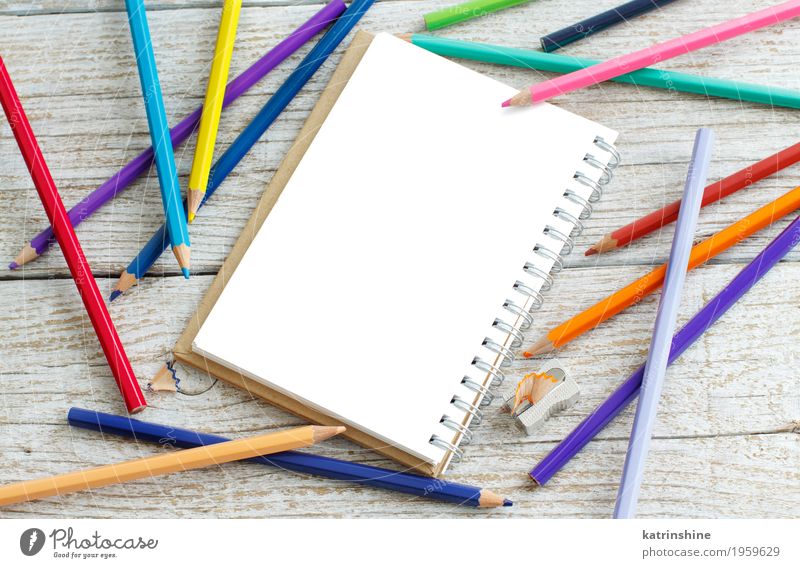 Drawing-pad and color pensils Design Leisure and hobbies School Bright Blue Yellow Green Pink Red White Colour Creativity colorful drawing education equipment