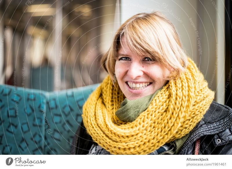 happy in the S-Bahn Feminine Young woman Youth (Young adults) Woman Adults Life 1 Human being 18 - 30 years 30 - 45 years Means of transport Public transit