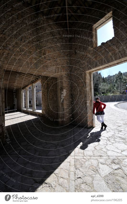 sundial Human being Feminine Young woman Youth (Young adults) 1 18 - 30 years Adults Palma de Majorca House (Residential Structure) Ruin Manmade structures