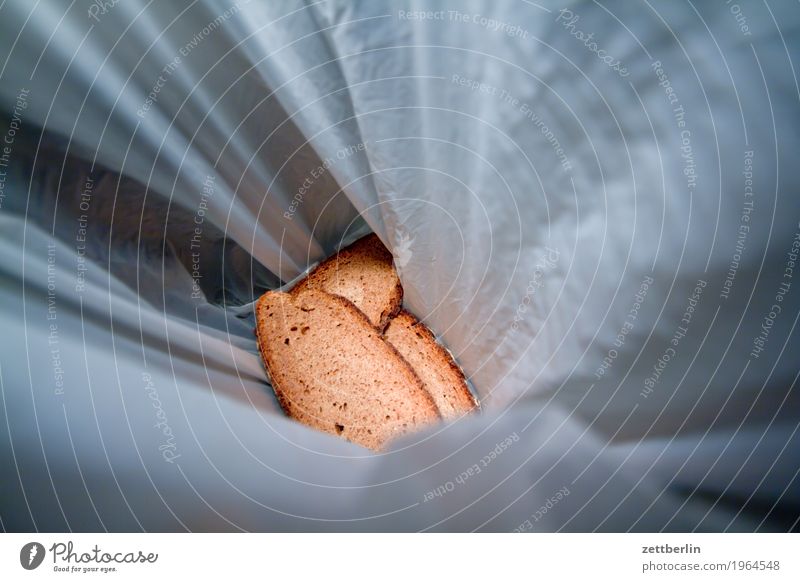 slices of bread Trash Biogradable waste Bread Healthy Eating Dish Food photograph Deserted Slice Slice of bread Sandwich Mold Bag Copy Space Paper bag