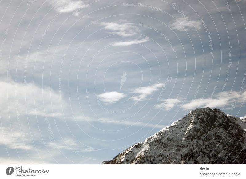 Up there... Nature Landscape Elements Air Sky Clouds Winter Beautiful weather Snow Rock Alps Mountain Snowcapped peak Free Gigantic Infinity Bright Tall Blue