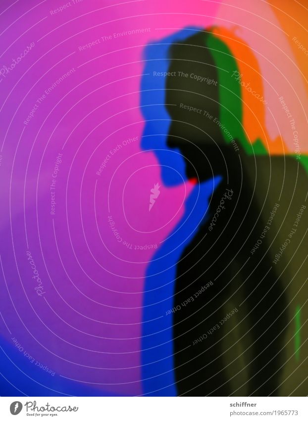 Des Maîtres profile...neurose Masculine Man Adults 1 Human being Blue Multicoloured Yellow Green Violet Orange Pink Red Black Profile Head Nose Interior shot