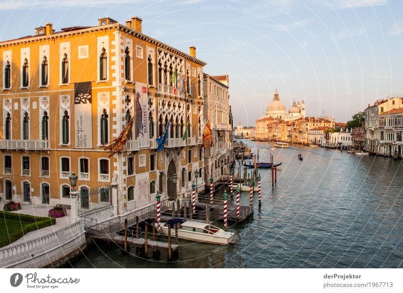 Sunrise on the Grand Canal in Venice V Looking Central perspective Deep depth of field Dawn Morning Light Shadow Contrast Copy Space middle Copy Space bottom