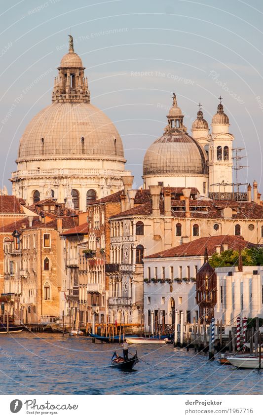 Sunrise on the Grand Canal in Venice III Looking Central perspective Deep depth of field Dawn Morning Light Shadow Contrast Copy Space middle Copy Space bottom