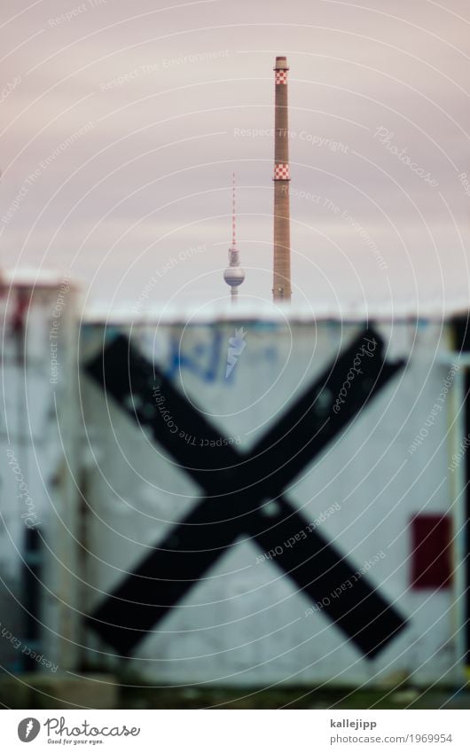 berlin XXL Art Town Capital city Tower Graffiti Berlin TV Tower Chimney Industry Crucifix Fine particles Elections Wall (barrier) Clouds Colour photo