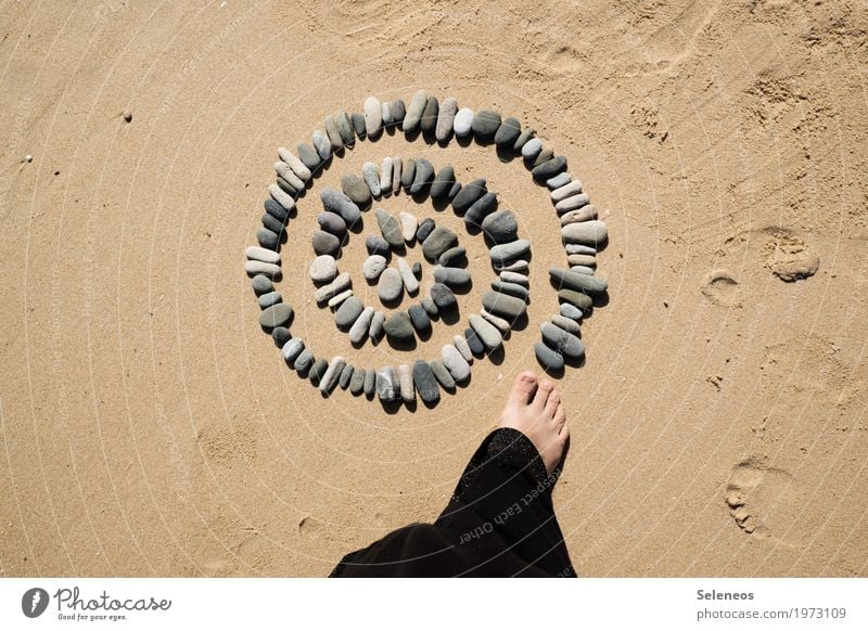 turning top Harmonious Well-being Contentment Senses Relaxation Calm Meditation Human being Feet 1 Environment Nature Summer Coast Beach Ocean Colour photo