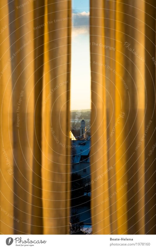 "Morning hour Environment Landscape Sky Clouds Sunrise Sunset Sunlight Weather Beautiful weather Town House (Residential Structure) Church Window Drape Observe