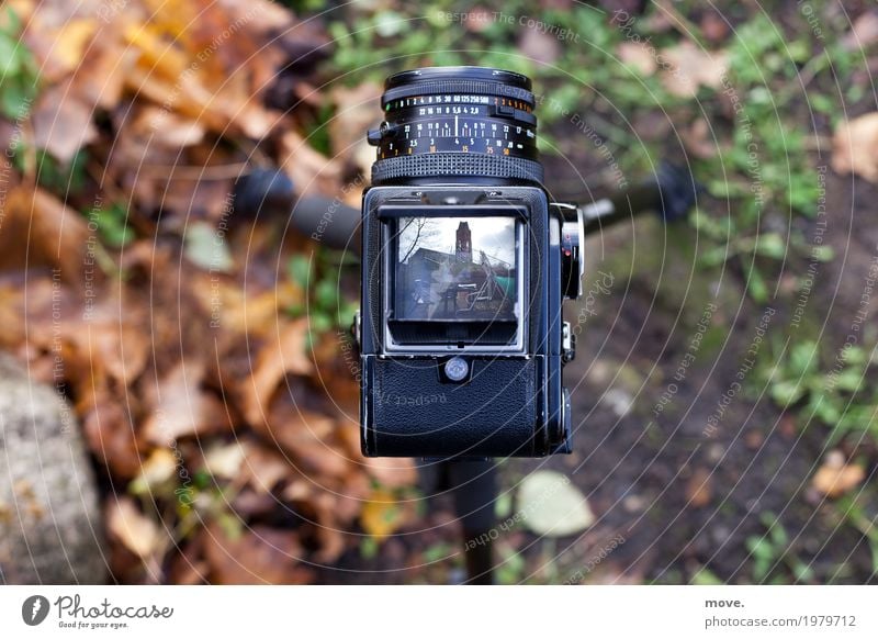 View into the viewfinder of a medium format film camera Profession Craftsperson Services Media industry Advertising Industry Camera Technology Retro tripod