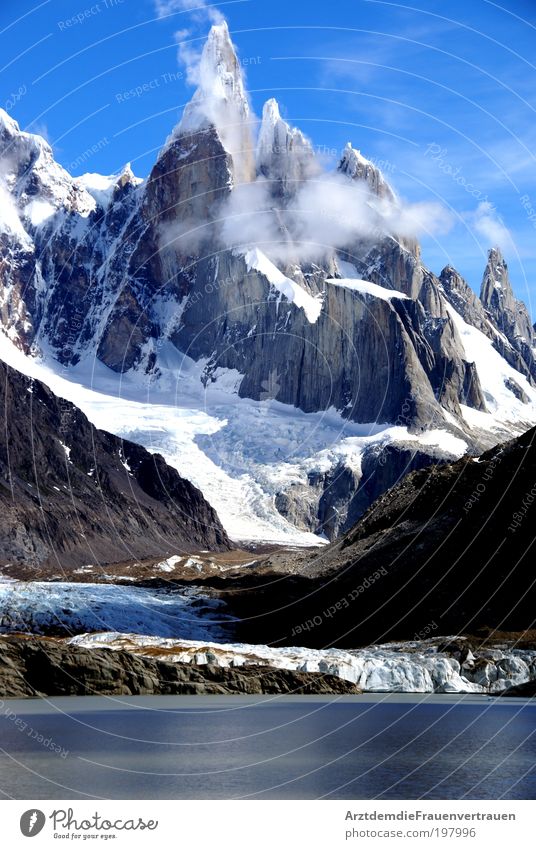 Cerro Torre Landscape Water Sky Clouds Mountain Discover Relaxation Dream Beautiful Blue Power Colour photo Exterior shot Day Worm's-eye view Forward