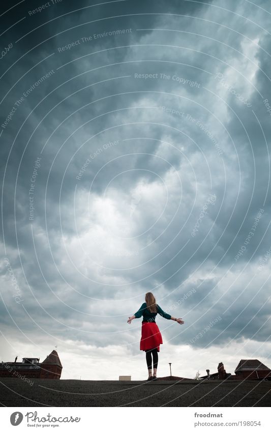 Sky over Berlin Clouds Storm clouds Weather Gale Rain Thunder and lightning Industrial plant Skirt Dream Threat Dark Gigantic Infinity Rebellious Town Red