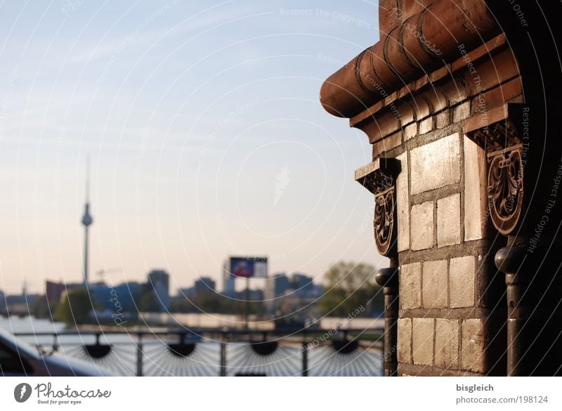 Oberbaum Bridge, Berlin III Capital city Deserted Tower alex Alexanderplatz Stone Brown Oberbaumbrücke Colour photo Subdued colour Exterior shot Evening