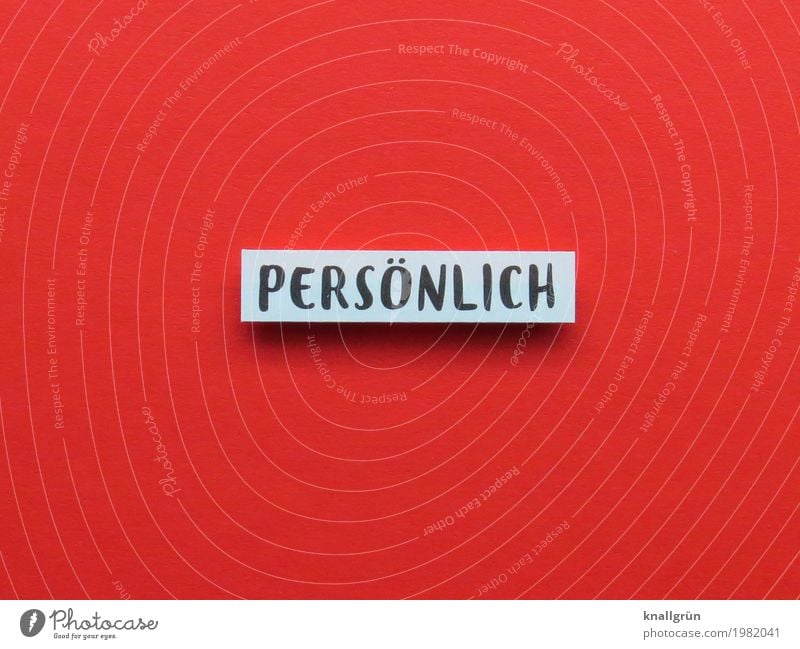 PERSONALLY Characters Signs and labeling Communicate Sharp-edged Uniqueness Red Black White Emotions Private Colour photo Studio shot Deserted Copy Space left