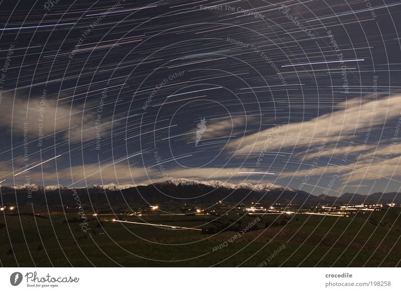 New Zealand XXX Environment Nature Landscape Sky Clouds Night sky Stars Winter Beautiful weather Wind Meadow Field Rock Alps Mountain Peak Snowcapped peak