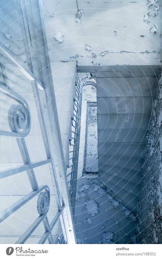 upstairs House (Residential Structure) Stairs Old Esthetic Old building Loneliness Haunted house Handrail Banister Long exposure Colour photo Subdued colour