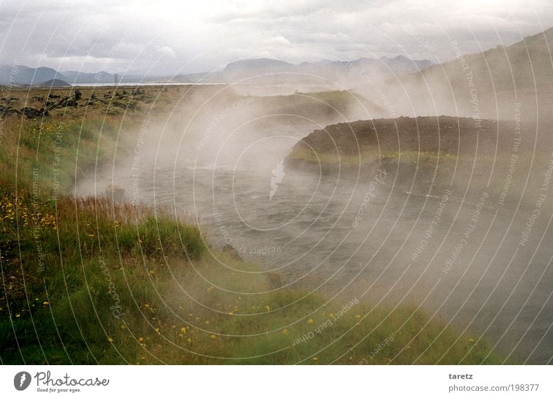 hot spring Environment Nature Landscape Elements Fire Water Clouds Volcano Hot Iceland Hot springs Brook Steam Fog Force of nature Exceptional Wild Quaint Rough