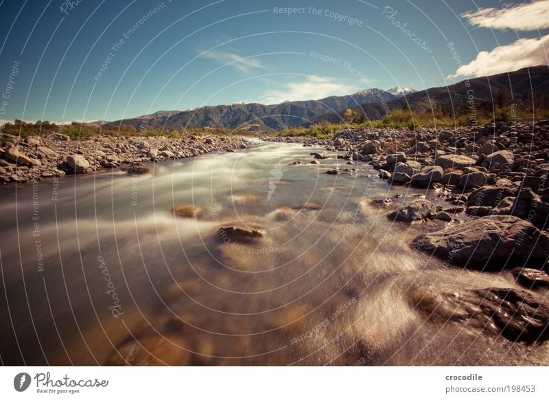 New Zealand XXXIX Environment Nature Landscape Elements Water Sky Beautiful weather Plant Hill Rock Alps Mountain Snowcapped peak Brook River Joy Contentment