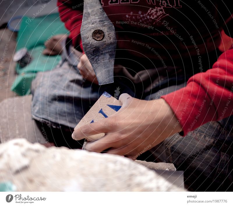 craft Work and employment Profession Craft (trade) Hand Hammer Pottery Ceramics production Concentrate Creativity Colour photo Close-up Detail Day