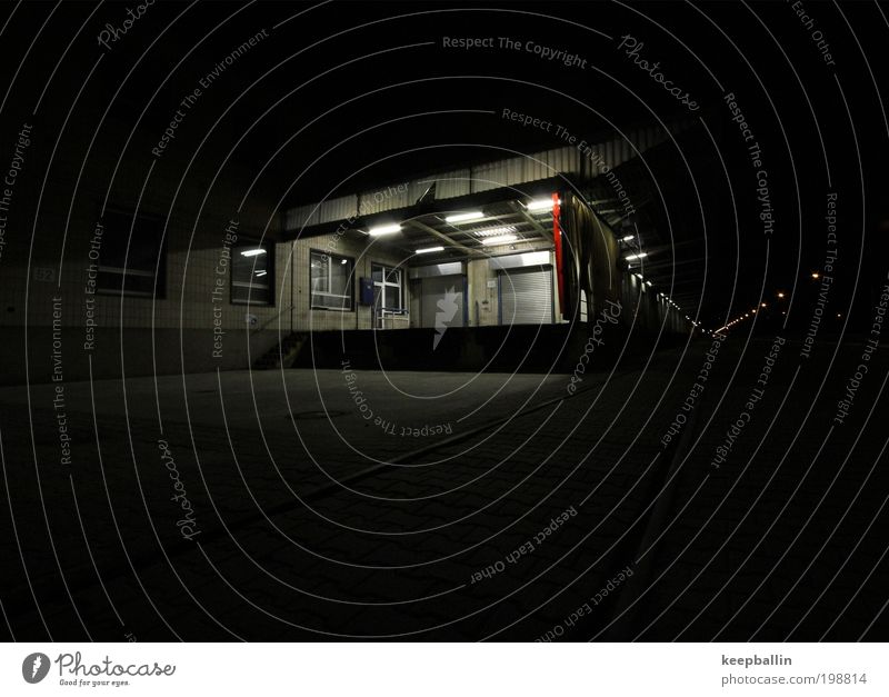 silent Factory Industry Logistics Truck Black Calm Stagnating Far-off places Colour photo Exterior shot Deserted Night Light Long exposure Deep depth of field